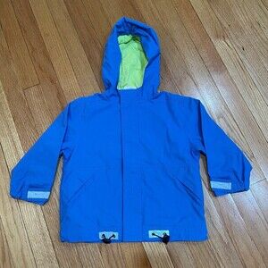 Hanna Andersson Windbreaker Jacket Boys Size US 4 EUR 100 Lined Hooded Blue EUC